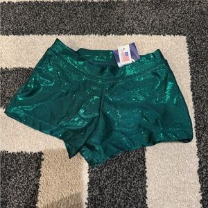 Capezio green Shimmer Athletic Shorts